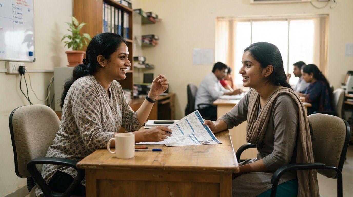 A counselling call between an applicant and a Marga Evolearn programme counsellor